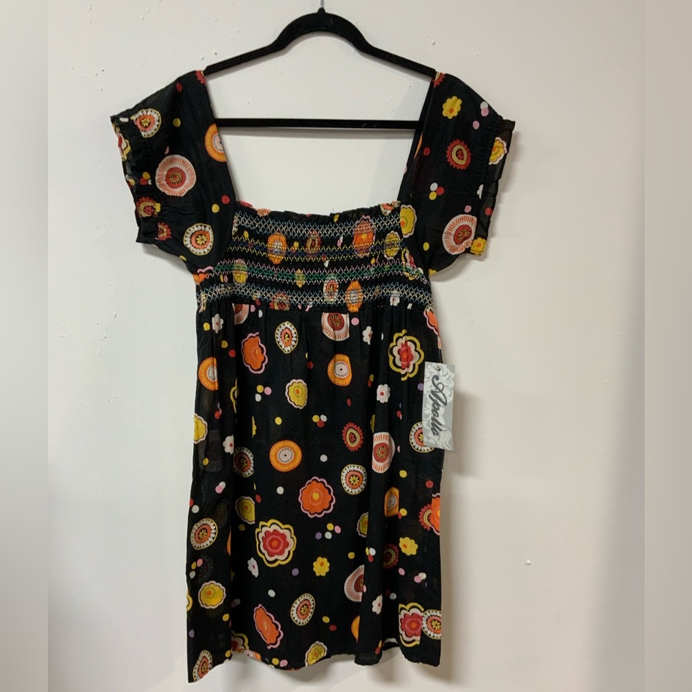 Apollo multi-color babydoll top NWT